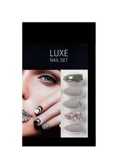 Salon Perfect Luxe Nepnagels - Luxe Nail Set - nep nagels set - 63046BP - Matte & Chrome - Mat - Nude - Grijs -Taupe - Kuns