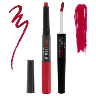 Maybelline Plumper, Please! Shaping Lip Duo - 235 Hot &amp; Spicy - Lip Filler - Lip Vergroter - Volle Lippen - Rood - 4 ml