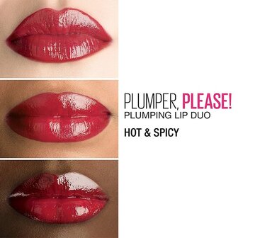 Maybelline Plumper, Please! Shaping Lip Duo - 235 Hot &amp; Spicy - Lip Filler - Lip Vergroter - Volle Lippen - Rood - 4 ml