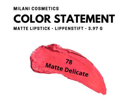 Milani Color Statement Matte Lipstick - 78 Matte Delicate - Roze - Lippenstift - 3.97 g