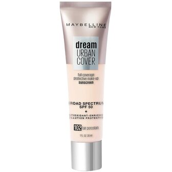 Maybelline Dream Urban Cover Foundation - SPF 50 - 102 Fair Porcelain - Lichte huidskleur - 30 ml