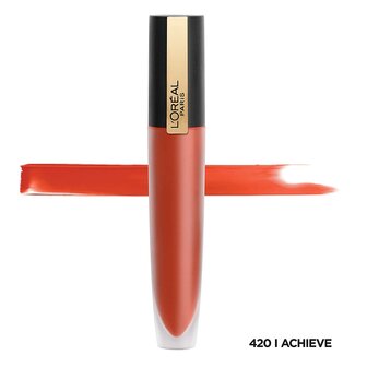 L&#039;Oreal Paris - Rouge Signature - Lip Stain - Metallic - 420 - Achieve - Oranje - 7 ml