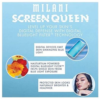 Milani - Screen Queen - Foundation - 300 Deep Beige - Natural Finish - Digital Bluelight Filter - Fotofilter - Langhoudend &amp; Licht - 30 ml