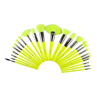 Beauty Creations - Dare To Be Bright - Boujee - 15 delige - NEON YELLOW - Make-up kwasten set - Inclusief etui - 15NBc - NEON -