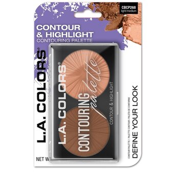 L.A. Colors - Contour &amp; Highlight - Contouring Palette - CBCP268 - Light Medium - 2 kleuren - 8 g