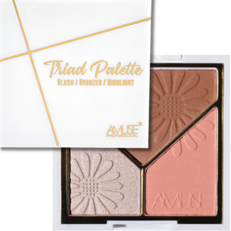 Amuse Triad Face Palette - 01 - Love Birds - Gezichtspalet - Bronzer, Highlight &amp; Blush - 11 g