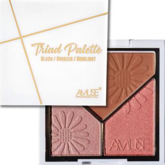 Amuse Triad Face Palette - 02 - Head Over Heels - Gezichtspalet - Bronzer, Highlight &amp; Blush - 11 g