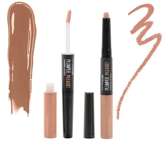 Maybelline Plumper, Please! Shaping Lip Duo - 200 Tease - Lip Filler - Lip Vergroter - Volle Lippen - Nude - 4 ml