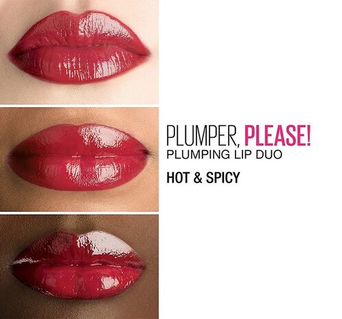 Maybelline Plumper, Please! Shaping Lip Duo - 235 Hot & Spicy - Lip Filler - Lip Vergroter - Volle Lippen - Rood - 4 ml