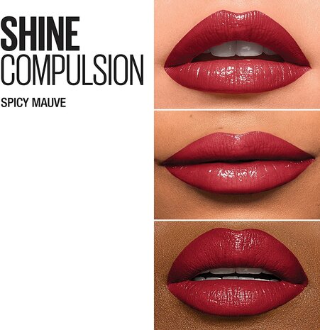Maybelline Color Sensational Shine Compulsion Lipstick - 065 Spicy Mauve - Rood - Glazend - Lippenstift - 3 g