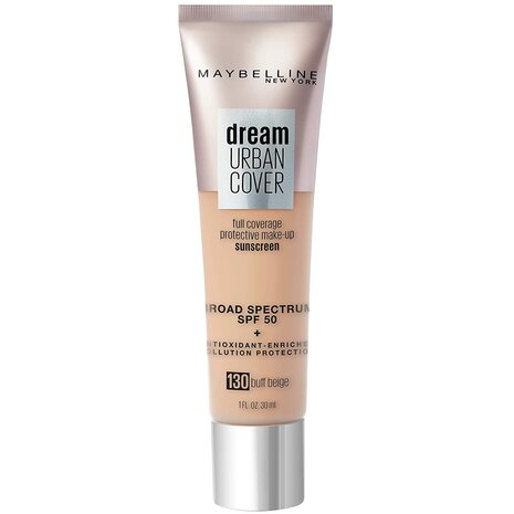 Maybelline Dream Urban Cover Foundation - SPF 50 - 130 Buff Beige - Getinte huidskleur - 30 ml