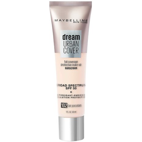 Maybelline Dream Urban Cover Foundation - SPF 50 - 102 Fair Porcelain - Lichte huidskleur - 30 ml