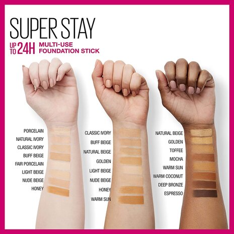 Maybelline Superstay Foundation Stick - 370 Deep Bronze - Normale tot Gemengde Huid - Bronze - Multitasking - 7 g