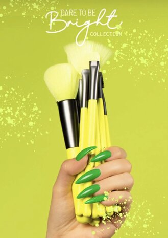 Beauty Creations - Dare To Be Bright - Boujee - 15 delige - NEON YELLOW - Make-up kwasten set - Inclusief etui - 15NBc - NEON -