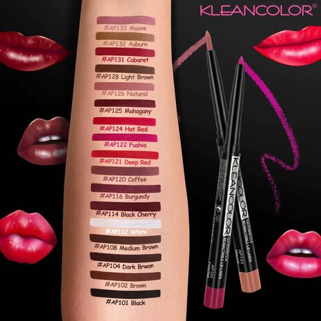 Kleancolor Retractable Waterproof Lip & Eye Liner - AP101 - Black