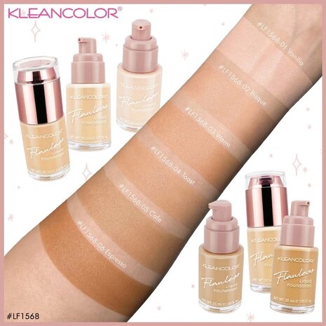 Kleancolor Flawless Liquid Foundation - 05 - Cafe - Foundation - 30 ml